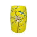 Vibrant Yellow Floral - Bird Ceramic Drum Stool