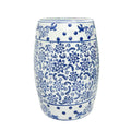 Blue - and - White Porcelain Drum Stool with Interlocking Branch Pattern