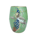 Emerald Peacock Ceramic Drum Stool