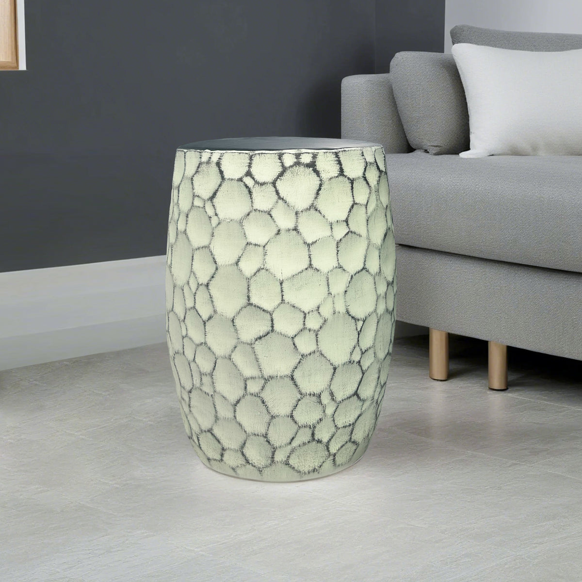 Stylish Home Accent Honeycomb-Pattern Ceramic Stool